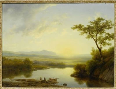 Paysages étendus avec bergers et troupeau (a pair)