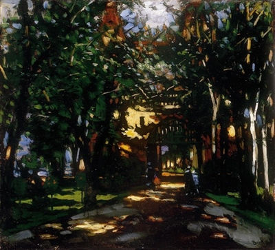 Sample artwork by Antal Berkes (1874 - 1938), known for street scene, landscape and social genre painting - View similar artists and auction records