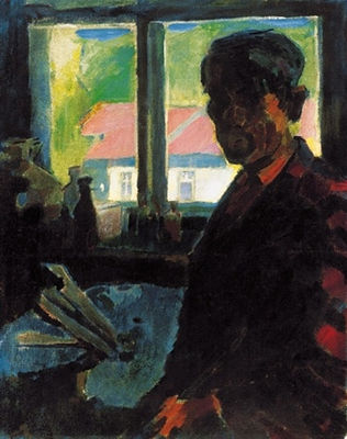 Portrait of Oszkar Nagy: Selfportrait in the studio