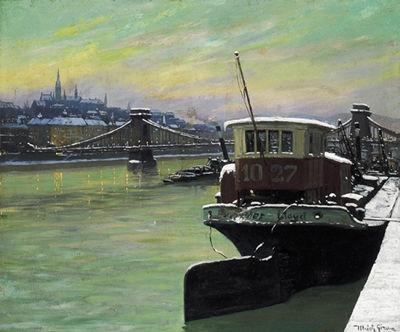 Budapest in Winter with the Chain Bridge