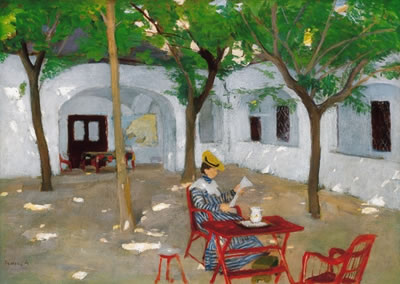 Woman in a Hat, Sitting in a Shadowy Courtyard by Adolphe Fenyes - Auction record, sale price, and art valuation. Compare with similar artists and explore comparable artworks.