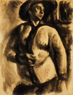 Portrait of Bela Uitz: Self-Portrait in Hat