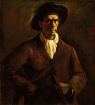 Portrait of Dezso Czigany: Self-Portrait in Hat (in the Light of Fire)