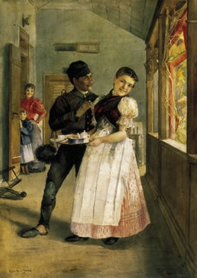 Joshing by Jeno Koszkol - Auction record, sale price, and art valuation. Compare with similar artists and explore comparable artworks.
