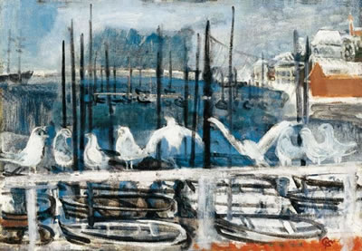 Sample artwork by Aurel Bernath (1895 - 1982), known for modernist, expressionist painting of marine scenes, interiors, figures, teaching - View similar artists and auction records