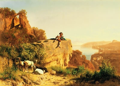 Landscape in Italy with shepherd