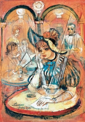 Paris girl in the café (The letter)