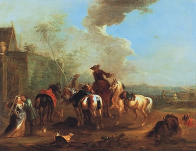 Hunting Party at Rest by August Querfurt - Auction record, sale price, and art valuation. Compare with similar artists and explore comparable artworks.