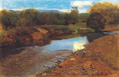 Streamside (Landscape with Stream) by Pál Merse - Auction record, sale price, and art valuation. Compare with similar artists and explore comparable artworks.