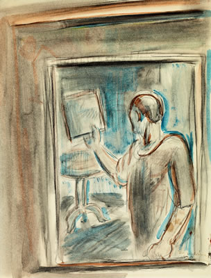 Portrait of Jozsef Egry: In the Mirror (Self-Portrait)