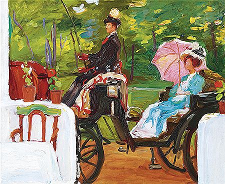 Woman with Parasol Sitting on a Carriage (Kunffyné)