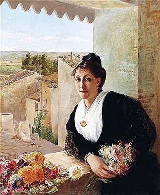 Woman with Flowers in Provence