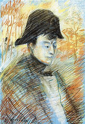 Portrait of Lajos Gulacsy: Self-Portrait with Napoleon Hat (Sunset)