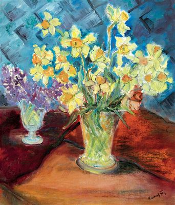 Still-life with Narcissi, c. 1930 by Ervin Kormendi-Frim - Auction record, sale price, and art valuation. Compare with similar artists and explore comparable artworks.
