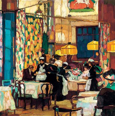 Café Scene, 1911 by Josse Goossens - Auction record, sale price, and art valuation. Compare with similar artists and explore comparable artworks.
