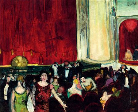 In the Theatre, 1930s by Aurel Emod - Auction record, sale price, and art valuation. Compare with similar artists and explore comparable artworks.