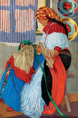 Young Girl Embroidering