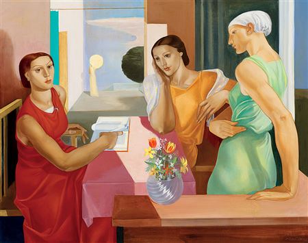 Terrace (Three Graces) by Jeno Medveczky - Auction record, sale price, and art valuation. Compare with similar artists and explore comparable artworks.