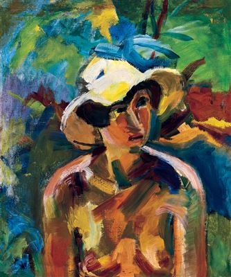 Woman with a Hat, 1916 by Emil Robert Novotny - Auction record, sale price, and art valuation. Compare with similar artists and explore comparable artworks.