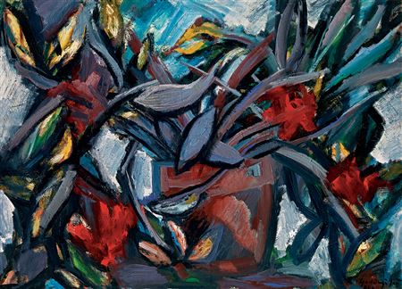 Still-Life with Flowers, 1946 by Jeno Gadanyi - Auction record, sale price, and art valuation. Compare with similar artists and explore comparable artworks.