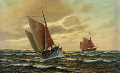 Finkenwerder Fischkutter "HF 95" und Besan-Ewer "Pegasus"