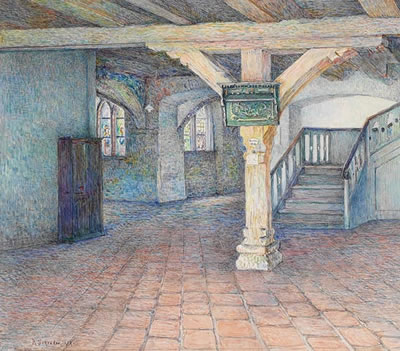 2 Blätter: Innenansicht von Kloster Lüne. Klosterbibliothek von Ratzeburg
