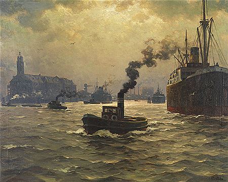 Hamburger Hafen mit Kehrwiederspitze, 1930