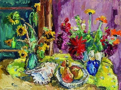 Blumen und Muschel