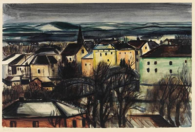 Blick von Simbach nach Braunau, Abendstimmung