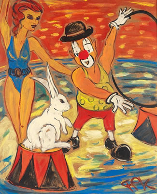 Show-highlight - the clown and his trained rabbit