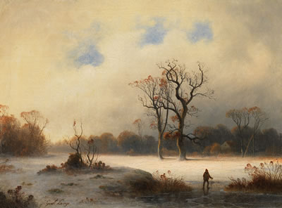 Winterlandschaft mit Spaziergänger