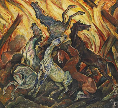 Scheuende Pferde vor Flammenmeer by Harold Bengen - Auction record, sale price, and art valuation. Compare with similar artists and explore comparable artworks.
