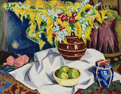 The portrait, which could perhaps even show the artist himself, is a good document of the development of Hans Michaelson's style between around 1908 and 1914: Starting out from the Impressionism of his teache Friedrich Kallmorgen, Michaelson takes a stint