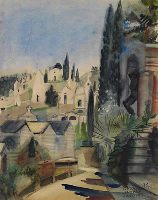 Sample artwork by Alfred Ziethlow (1911 - 2003), known for abstract painting of land and cityscapes - View similar artists and auction records