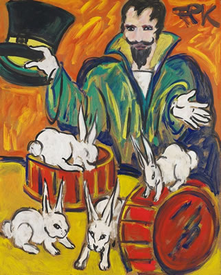 The magic-master presenting the rabbit-family