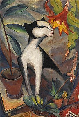 Katze mit Kakteenblüte I, 1921.