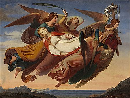 Die heilige Katharina von Alexandria, von Engeln zum Berg Sinai getragen. 1843