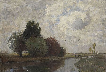 Flusslandschaft im Dachauer Land by Otto Gampert - Auction record, sale price, and art valuation. Compare with similar artists and explore comparable artworks.