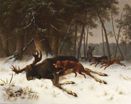 Der erlegte Elch. 1858.