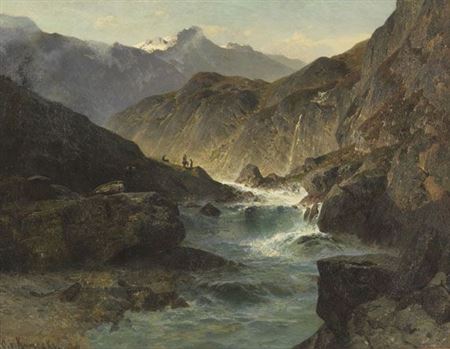 Hochgebirge mit tosendem Fluss.