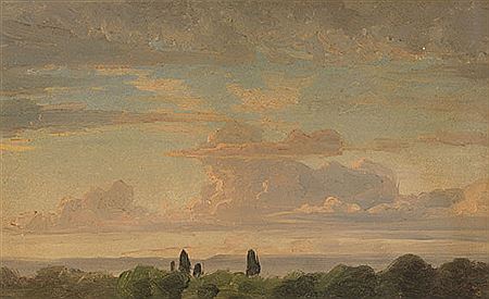 Landschaftsstudie in der Abenddämmerung