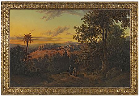 Blick auf Bethlehem mit Flucht nach Ägypten, 1856
