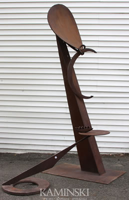 Two-part abstract iron sculpture
