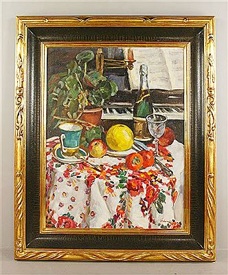 Still life with fruit and champagne