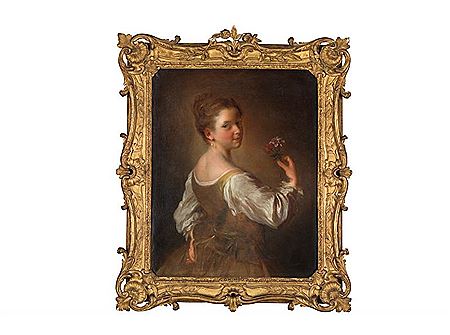 PORTRAIT D'UNE JEUNE FILLE AVEC DES FLEURS