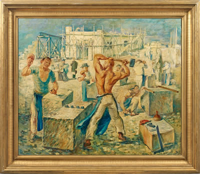 Steinmetze bei der Arbeit