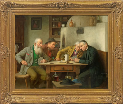 Kartenspiel in einer oberbayerischen Stube