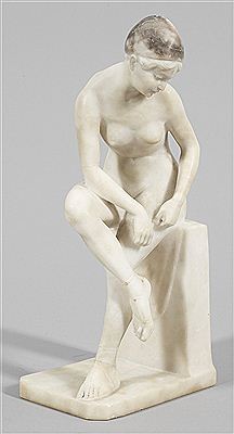 Sitzender Mädchenakt beim Binden ihrer Sandalen by Oskar Hertel - Auction record, sale price, and art valuation. Compare with similar artists and explore comparable artworks.