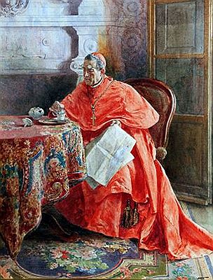 Cardinal Having Tea