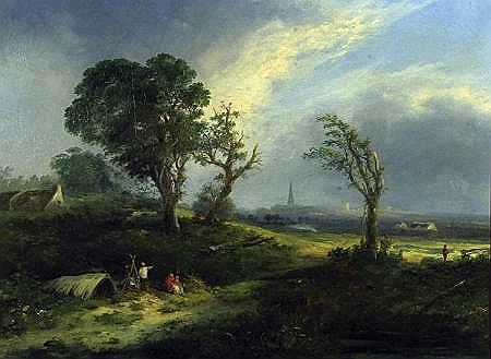 LANDSCAPE WITH GYPSY ENCAMPMENT AND DISTANT VIEW OF NORWICH